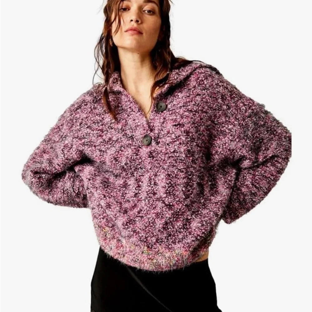 Free‎ People Purple Stellar V-Neck Sweater size Medium